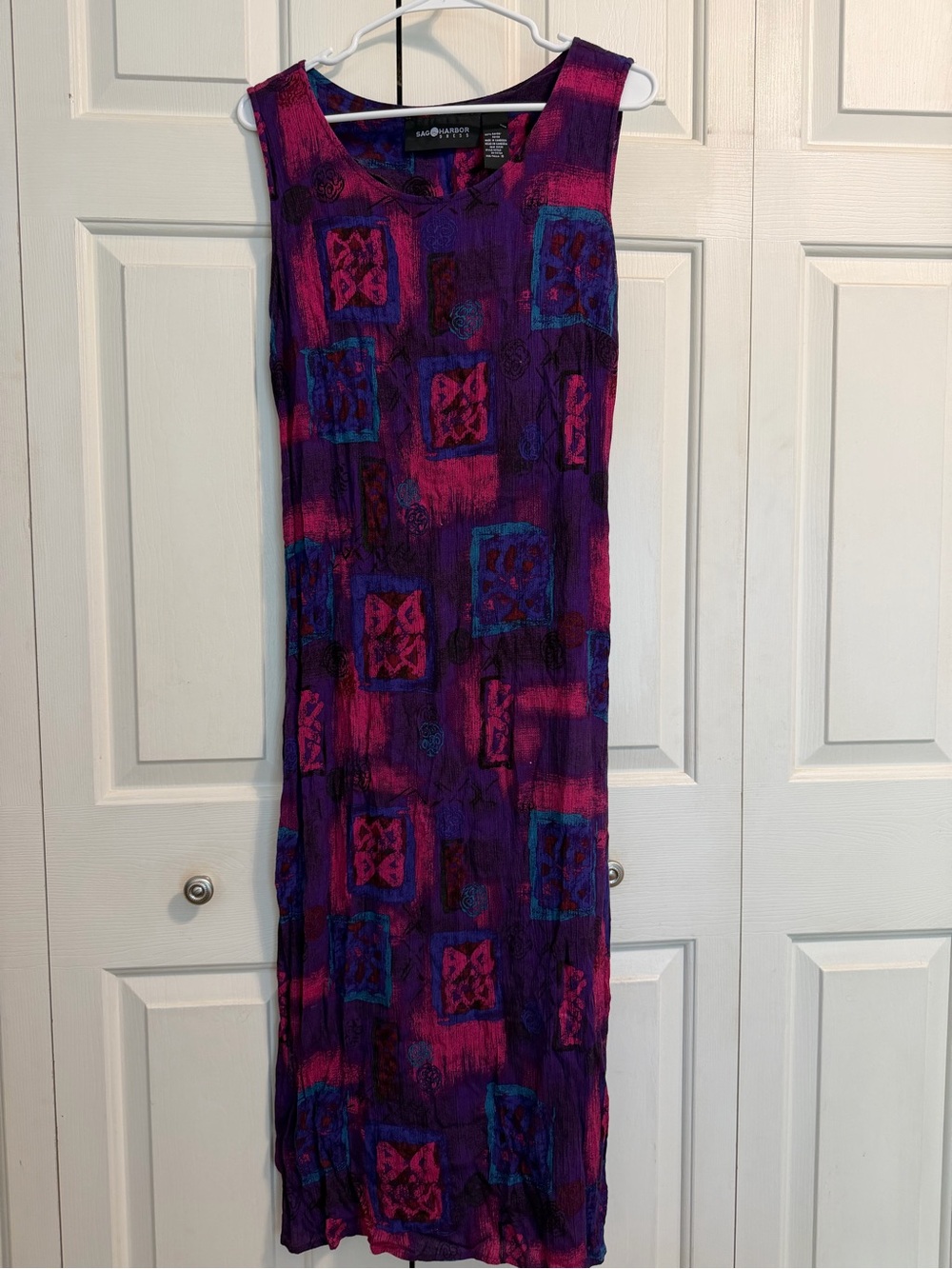 Vintage Sag Harbor Purple and Pink Patterned Midi Dress